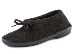 New BADER Slipper aus elastischem Strickmaterial mit Schnürung SCHWARZ