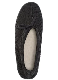 New BADER Slipper aus elastischem Strickmaterial mit Schnürung SCHWARZ