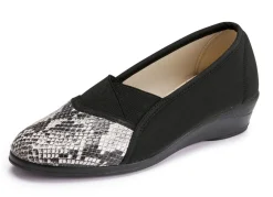 Best BADER Slipper aus elastischem Textilmaterial SCHWARZ-GRAU