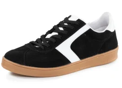 Hot BADER Sneaker aus Veloursleder mit Nappa-Besätzen und gepolstertem Schaftrand SCHWARZ