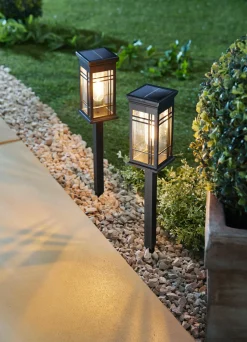 New BADER Solar-Dekoleuchte, 2er-Set schwarz