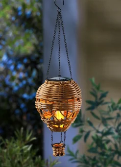 Sale BADER Solar-Hängeballon in Rattan-Optik BRAUN-SCHWARZ
