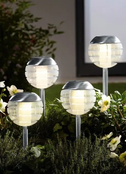 Hot BADER Solarleuchte mit Softone-LED, 4er-Set EDELSTAHL
