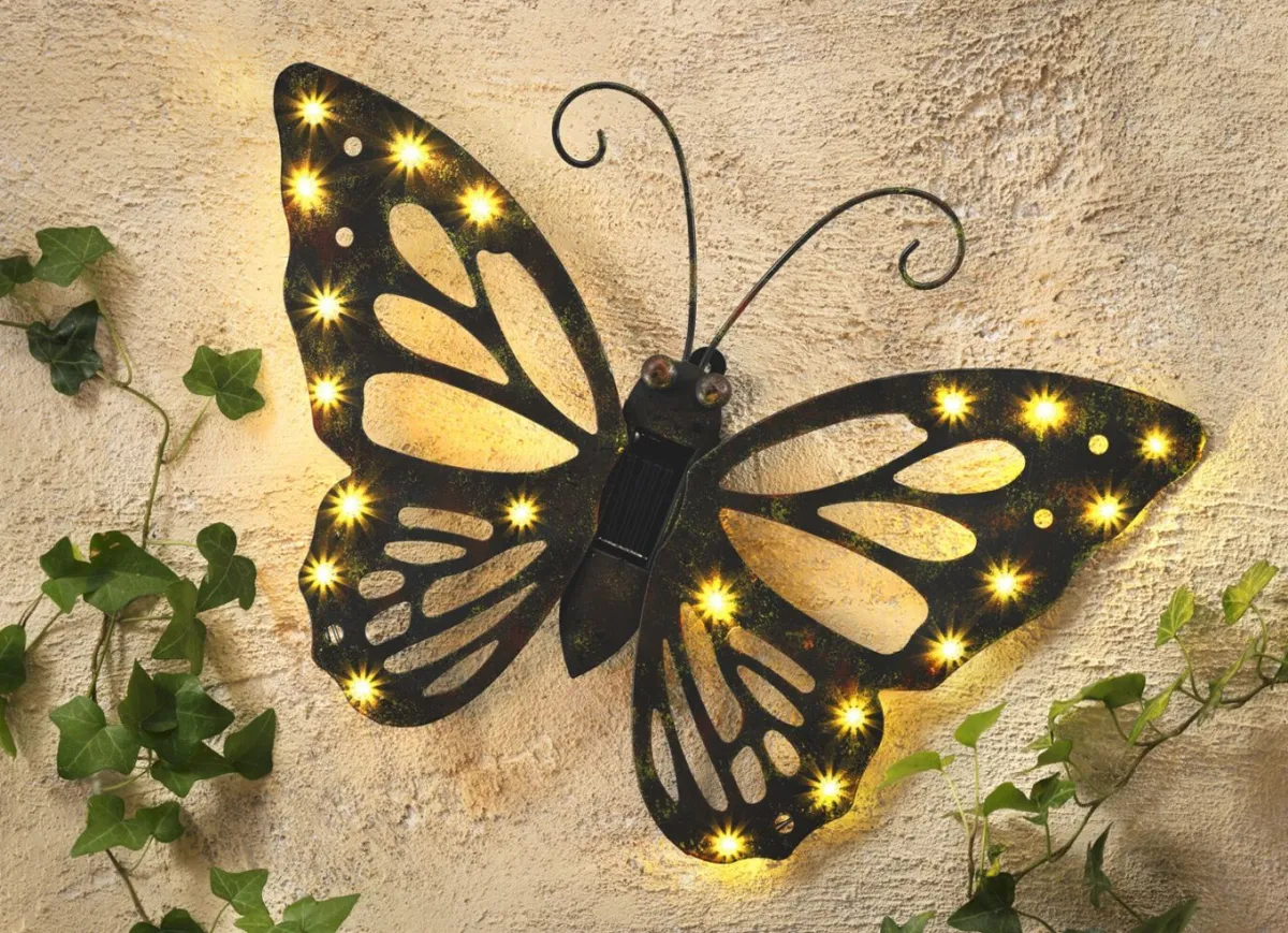 Outlet BADER Solar Wandbild Schmetterling aus Metall ANTIK-BRAUN