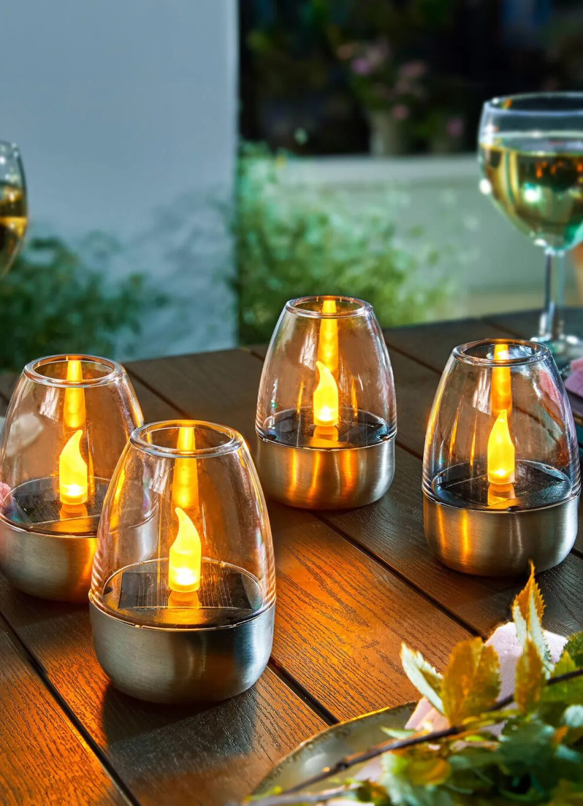 Best BADER Solar-Windlichter, 4er-Set SILBER-TRANSPARENT