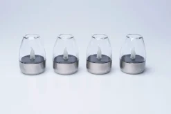 Best BADER Solar-Windlichter, 4er-Set SILBER-TRANSPARENT