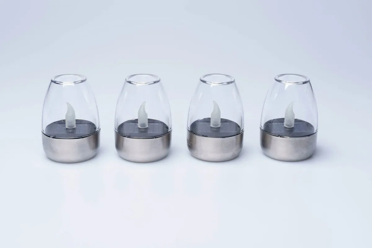 Best BADER Solar-Windlichter, 4er-Set SILBER-TRANSPARENT
