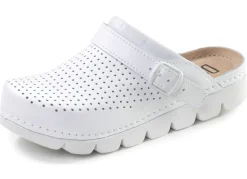 Discount BADER Sommerliche Damen-Clogs, aus Leder WEISS