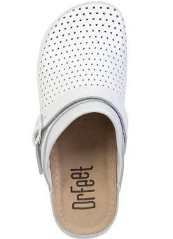 Discount BADER Sommerliche Damen-Clogs, aus Leder WEISS