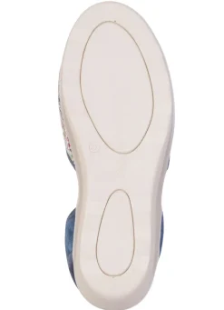 New BADER Sommerliche Damen-Sandalen, Weite G, mit Elastikbändchen BLAU-BUNT