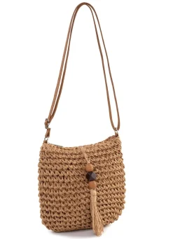 New BADER Sommerliche Tasche, Damen, mit verstellbarem Umhängeriemen NATURBRAUN