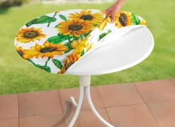 BADER Spann-Tischdecke mit Sonnenblumen-Dessin MULTICOLOR