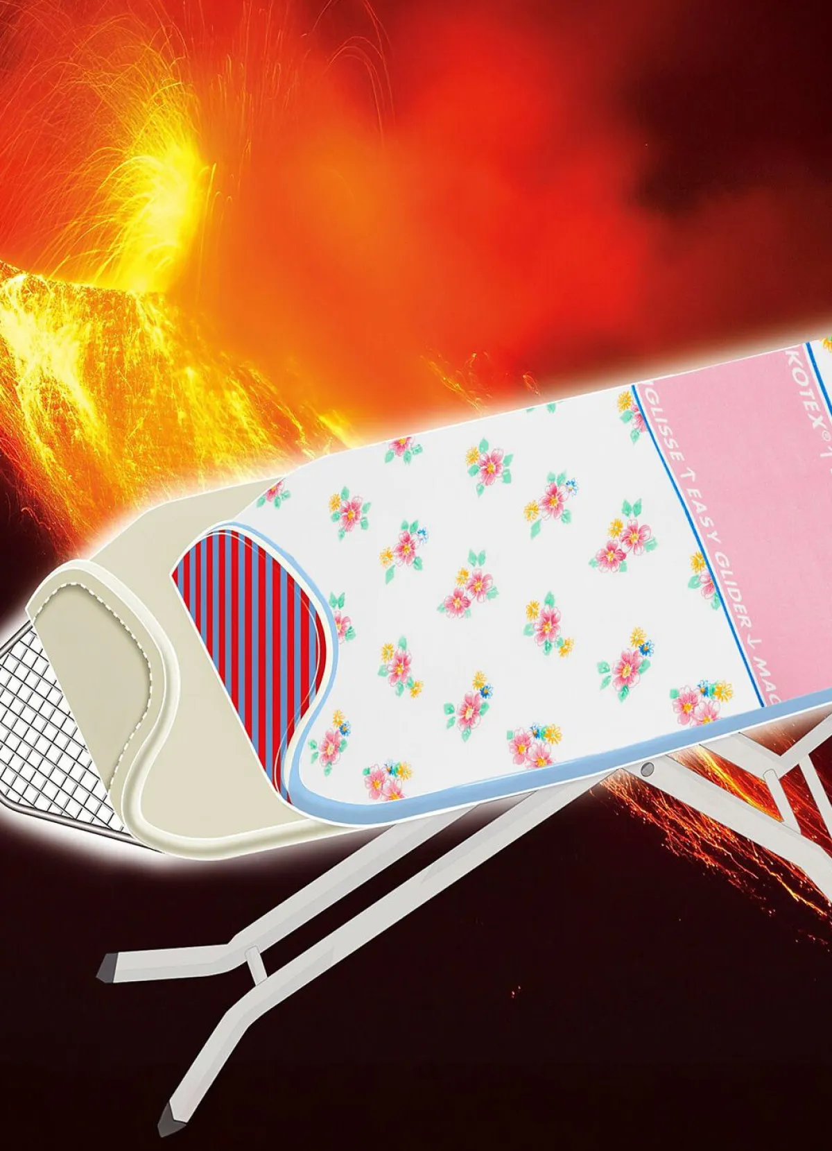 Best BADER Spezial-Bügelbrettbezug mit Gleitbeschichtung WEISS-ROSA