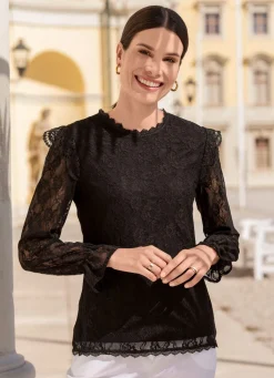 Discount BADER Spitzenshirt in 2 Farben SCHWARZ