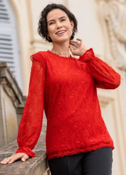 Discount BADER Spitzenshirt in 2 Farben ROT