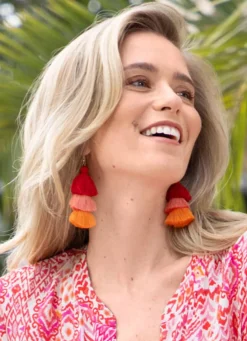 Sale BADER Statement-Ohrringe ROT-ZARTPFIRSICH-ORANGE