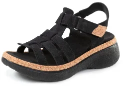 BADER Stegspangen-Sandale mit Kork-Besätzen SCHWARZ