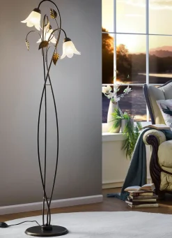 Outlet BADER Stehleuchte aus Metall mit Glasschirmen SCHWARZ-GOLD