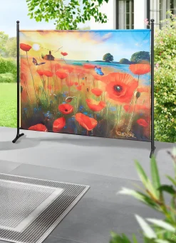 New BADER Stellwand mit Mohnblumen-Motiv bunt