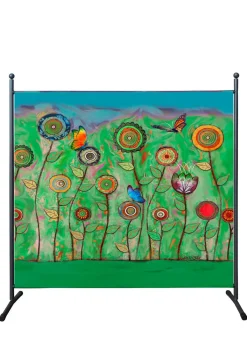 Hot BADER Stellwand mit originellem Blumenmotiv GRÜN