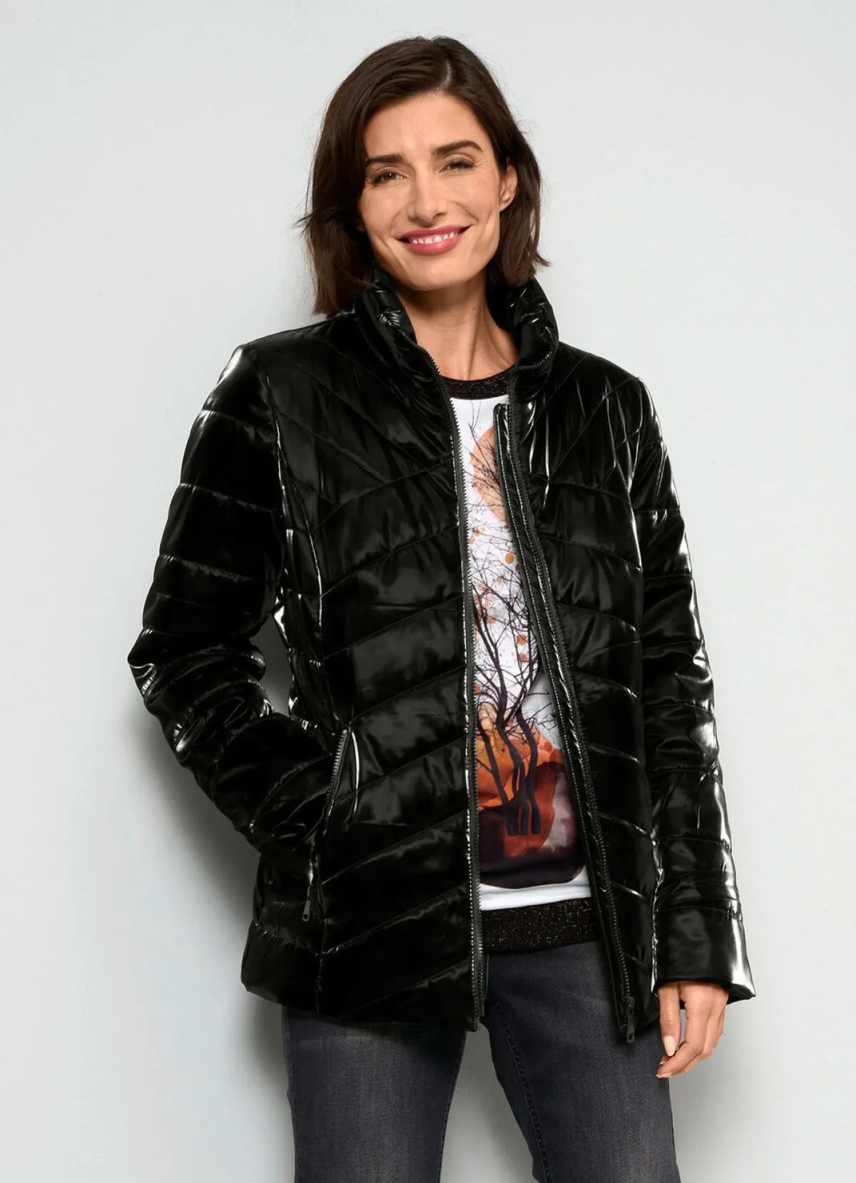 BADER Steppjacke in Metallic-Optik SCHWARZ