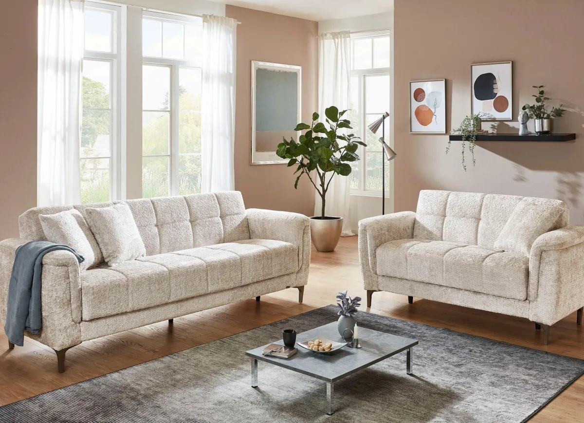 Outlet BADER Stilsichere Polstermöbel mit Bettfunktion creme