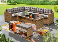 Discount BADER Stilvolle Ecklounge mit Bank GRAU