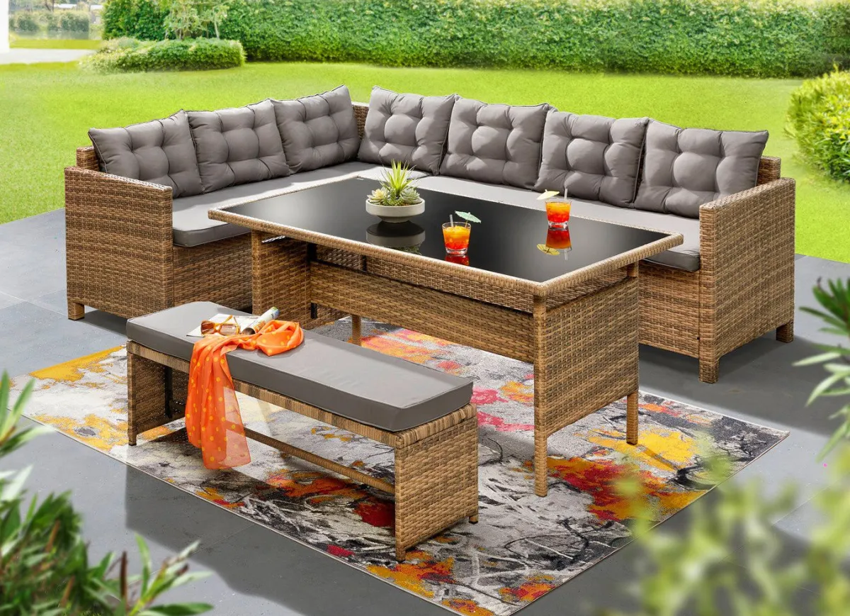 Discount BADER Stilvolle Ecklounge mit Bank GRAU