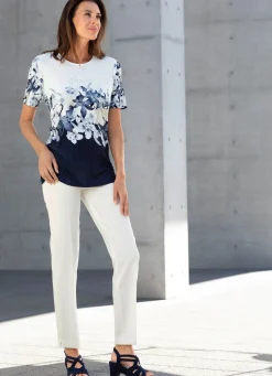 Outlet BADER Stilvolles Shirt mit Strass-Schriftzug ECRU-MARINE