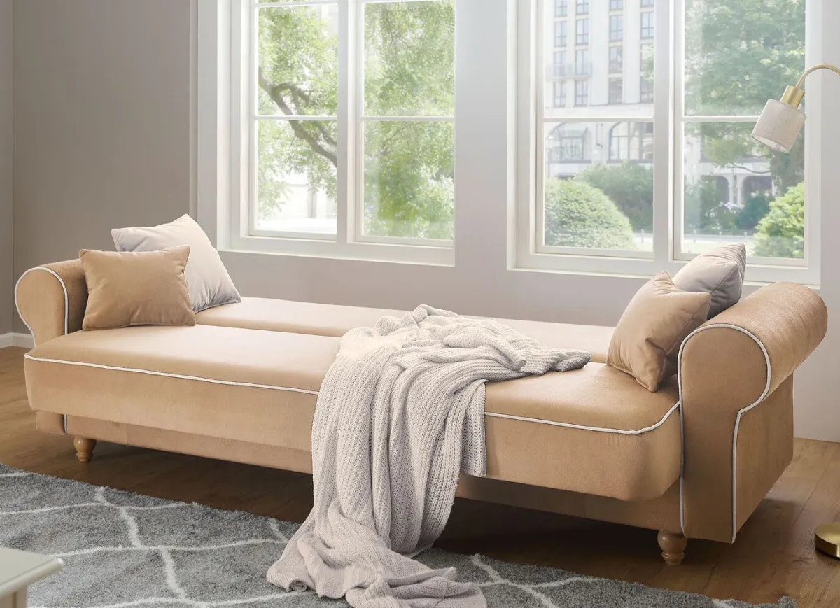 Discount BADER Stilvolles Schlafsofa BEIGE