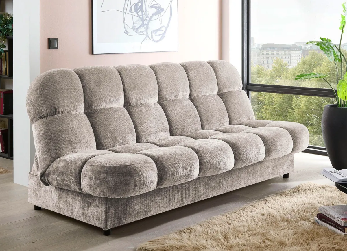 Clearance BADER Stilvolles Schlafsofa mit Bettkasten grau