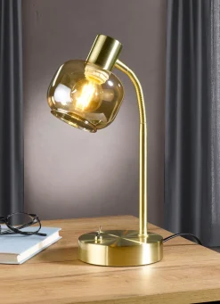 Online BADER Stilvolle Tischleuchte mit getöntem Glas MESSING