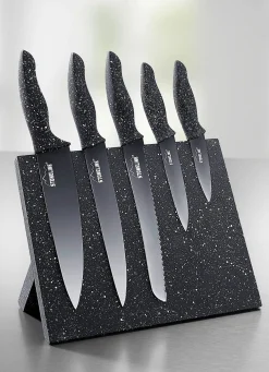 Outlet STONELINE ® Messerblock, 6-teilig, mit Magnetfeld SCHWARZ