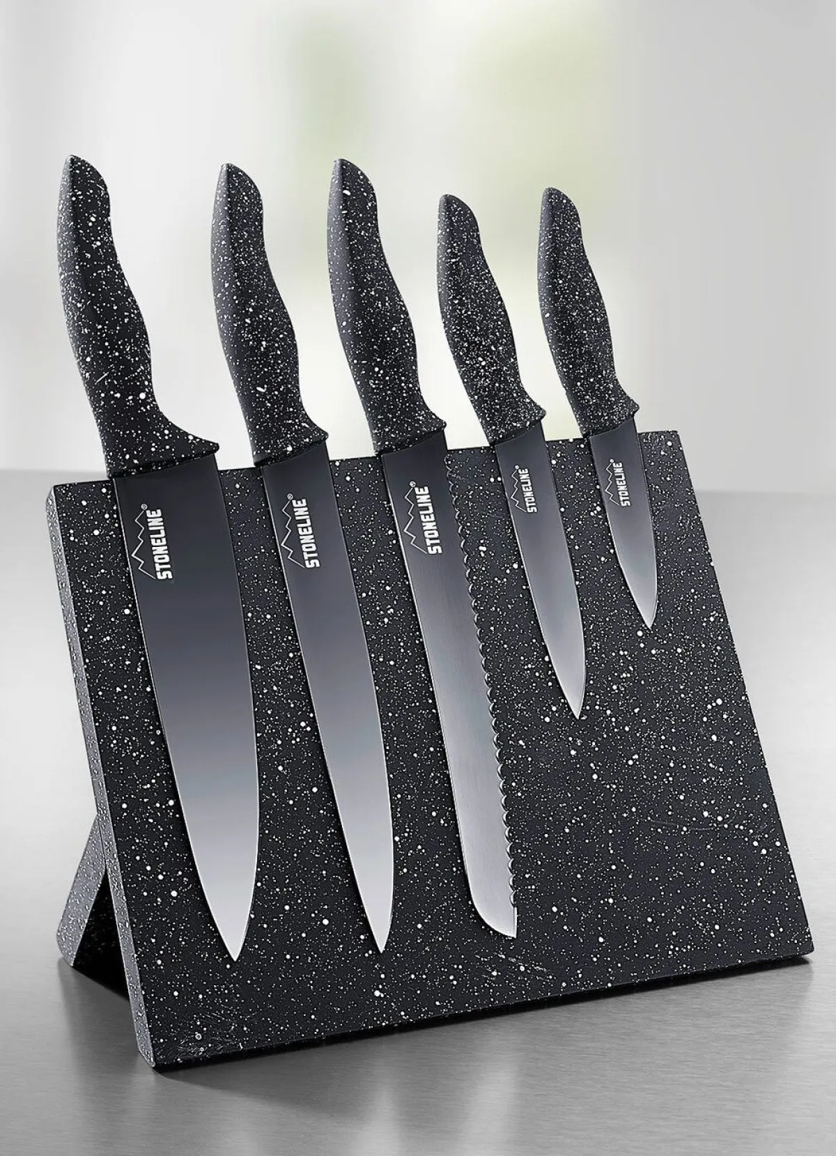 Outlet STONELINE ® Messerblock, 6-teilig, mit Magnetfeld SCHWARZ