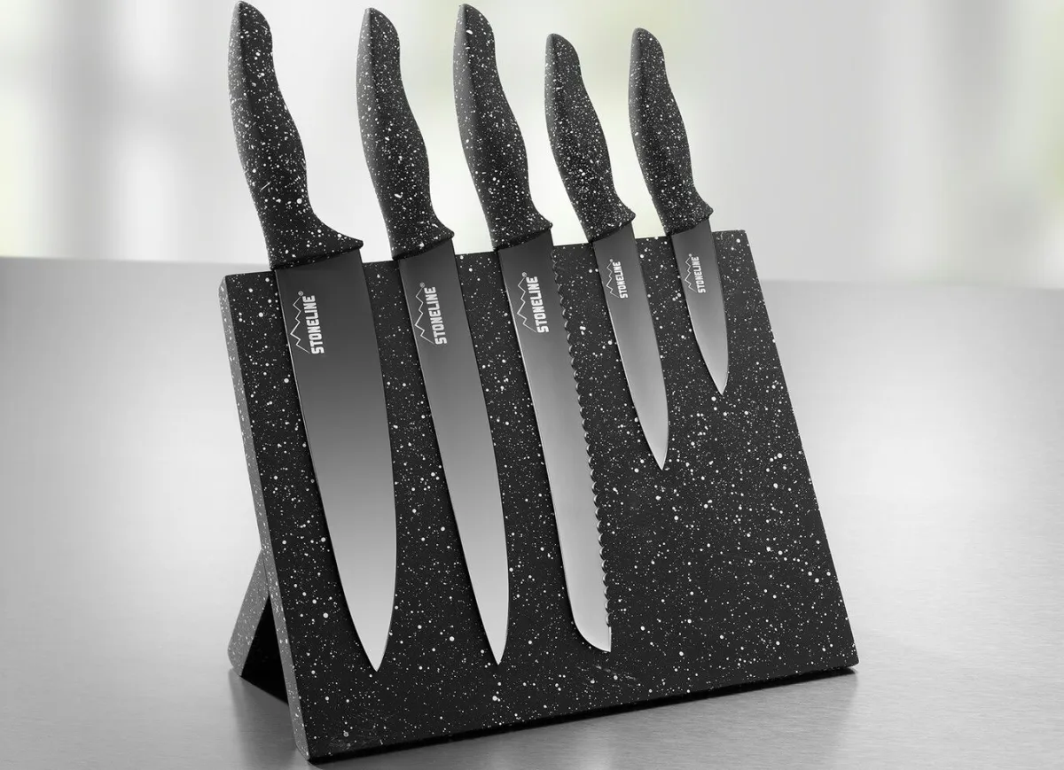 Outlet STONELINE ® Messerblock, 6-teilig, mit Magnetfeld SCHWARZ