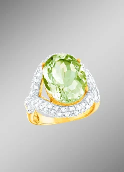 New BADER Strahlend schöner Damenring mit echt Amethyst und echt Weißtopas