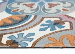 New BADER Strapazierfähiger Küchenläufer und -teppich im Fliesen-Design BLAU-GRAU