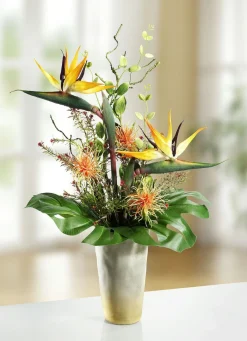 BADER Strelitzien-Gesteck in Vase GRÜN