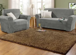 Clearance BADER Stretchbezüge mit Fleckschutz SILBER