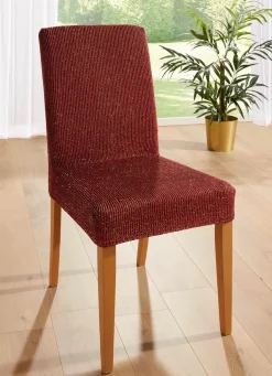 Hot BADER Stretch-Stuhlbezug mit Glanzgarn BORDEAUX