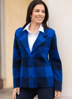 Hot BADER Strickblazer in grafischem Jacquardmuster ROYALBLAU-MARINE