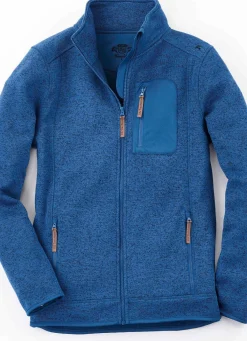Best BADER Strickfleece-Kurzjacke BLAU MELIERT
