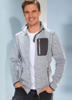 Clearance BADER Strickfleece-Kurzjacke MITTELGRAU MELIERT