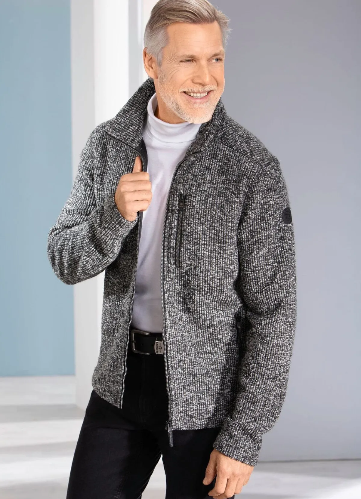 Hot BADER Strickfleece-Kurzjacke von „G.I.G.A. DX by Killtec“ GRAU-ANTHRAZIT MELIERT