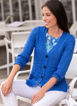 Outlet BADER Strickjacke aus Bändchengarn ROYALBLAU