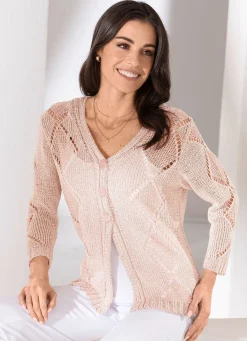 BADER Strickjacke aus edlem Glanzgarn ROSÉ MELIERT