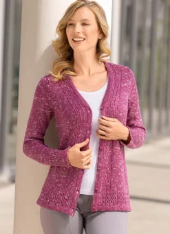 Best BADER Strickjacke aus Melangegarn BEERE MELIERT