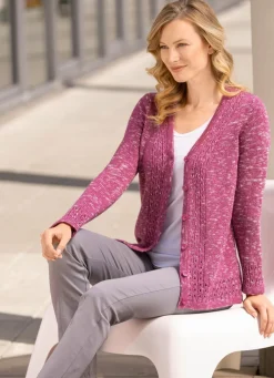 Best BADER Strickjacke aus Melangegarn BEERE MELIERT
