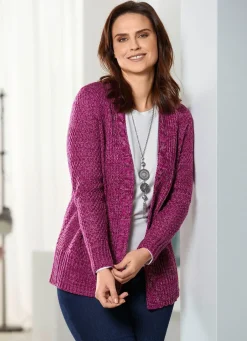 Hot BADER Strickjacke aus Melangegarn BEERE MELIERT