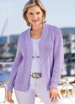 Clearance BADER Strickjacke aus meliertem Effektgarn FLIEDER MELIERT